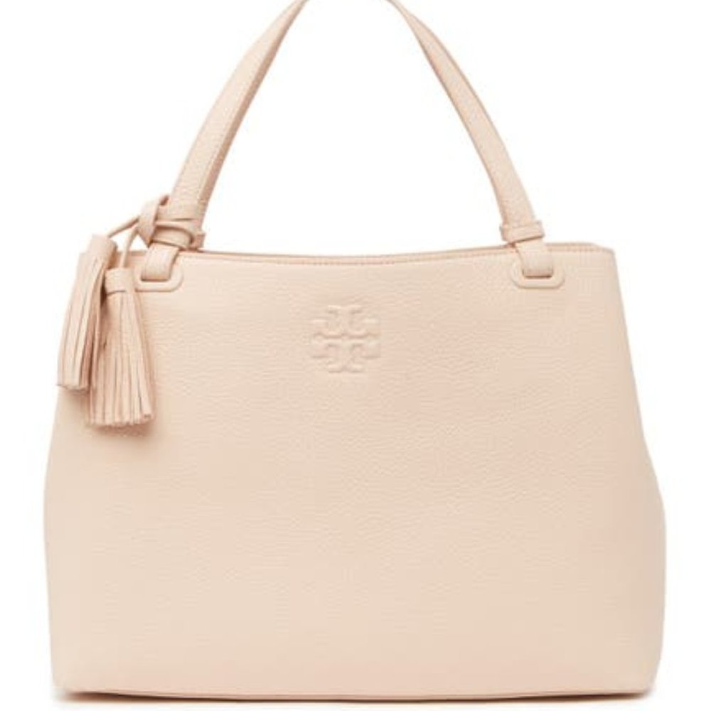 Tory Burch Thea Center Zip Leather Tote Bag Purse
